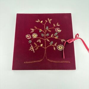 Pottery Barn Velvet Tree‎ of Life Photo Album Scrapbook Burgundy Red 12x12